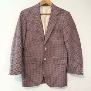 Vintage Anthony Allan Checked Red, White, And Blue Plaid Sport Coat Size 38S